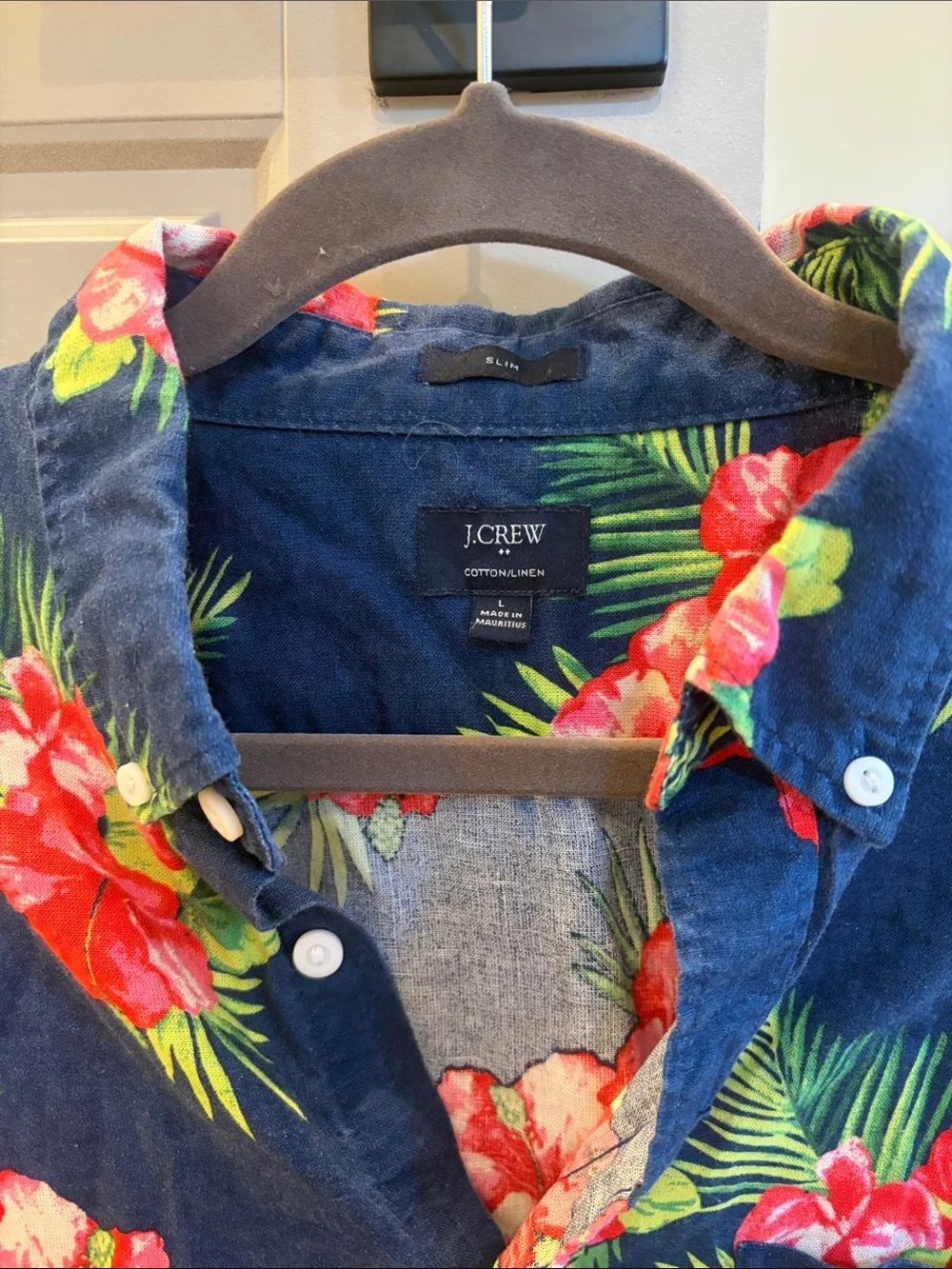 J. Crew Navy Short-Sleeve Floral Button-Down Shirt